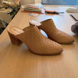 Madewell mules, tan color, 3” high heal